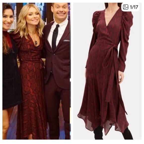 A.L.C. Tianna Silk Midi Wine Red Dress Snakeskin  Size 2 - Picture 2 of 11